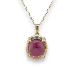 14K Y Gold 8.59ct Garnet and 0.10cttw SI1/H Diamond Pendant
