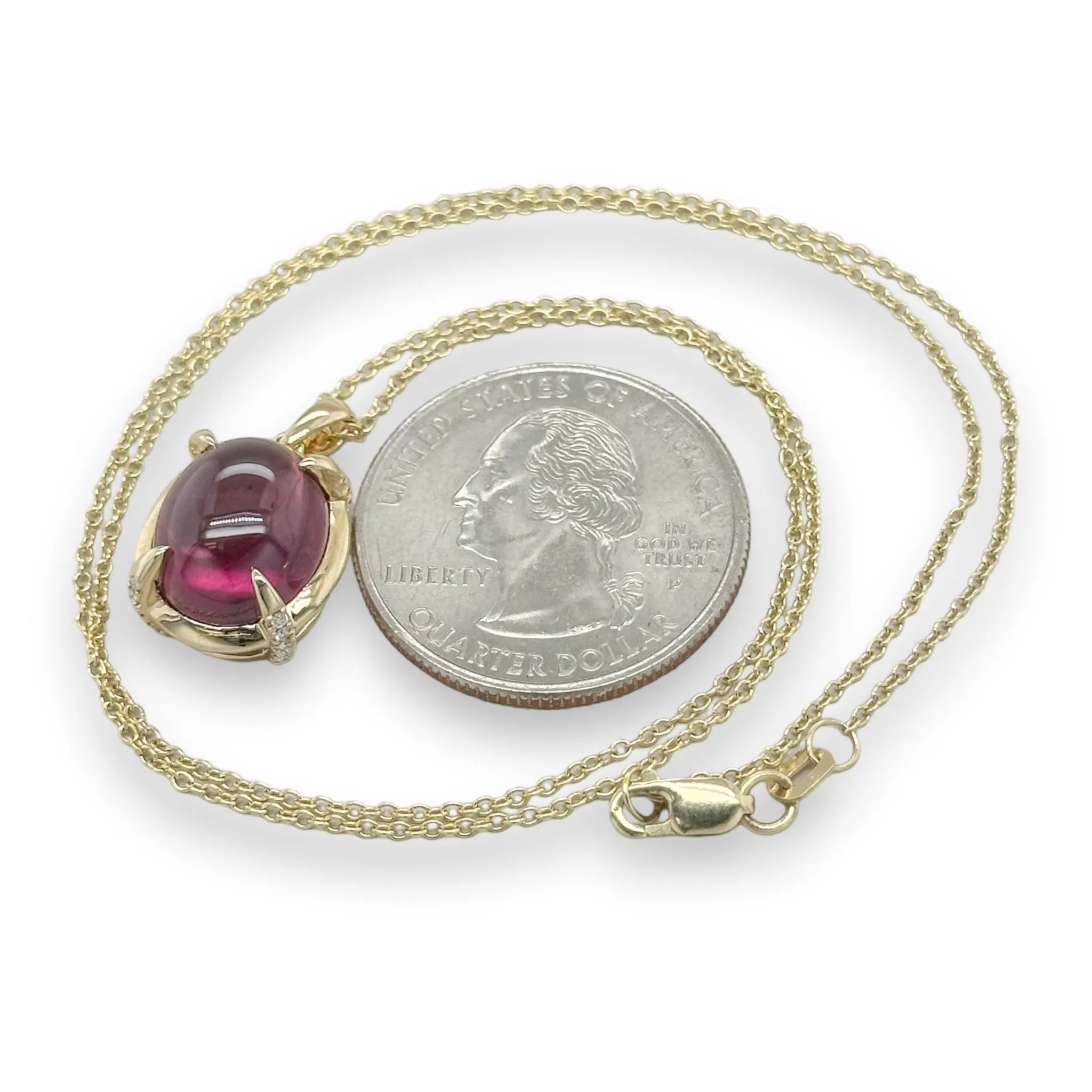14K Y Gold 8.59ct Garnet and 0.10cttw SI1/H Diamond Pendant