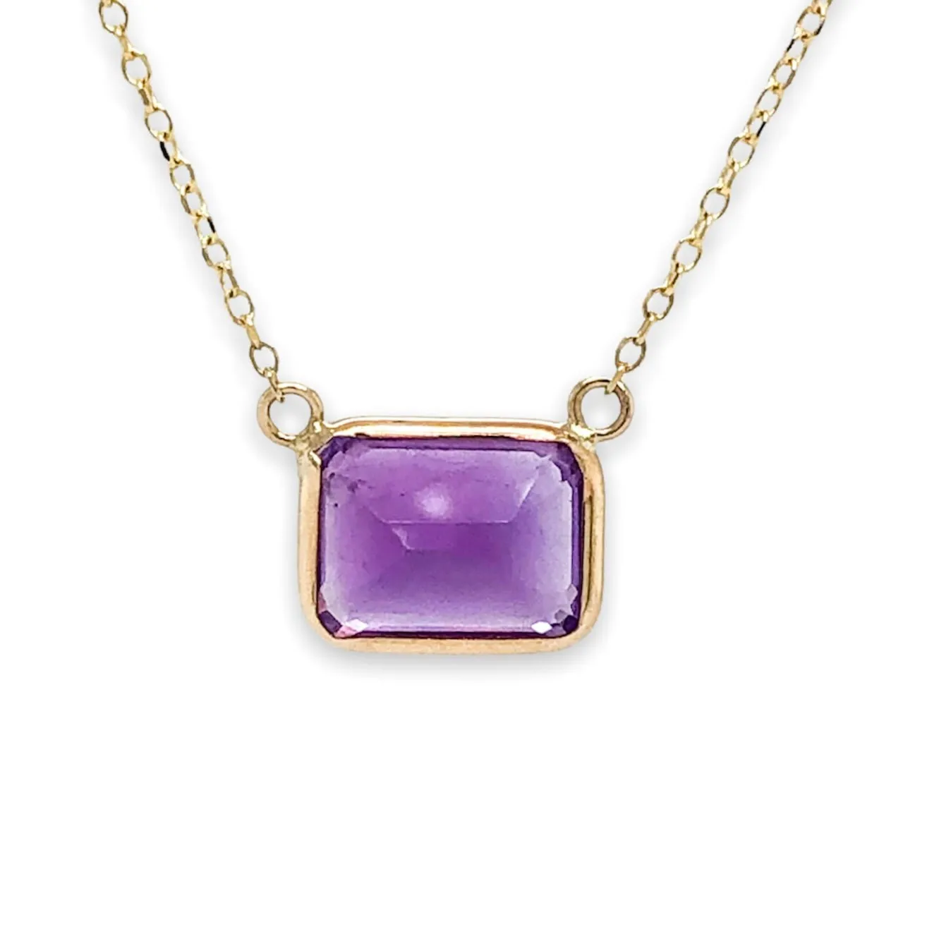 14K Y Gold 8X6mm Amethyst Necklace
