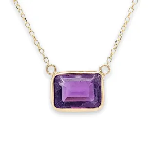 14K Y Gold 8X6mm Amethyst Necklace