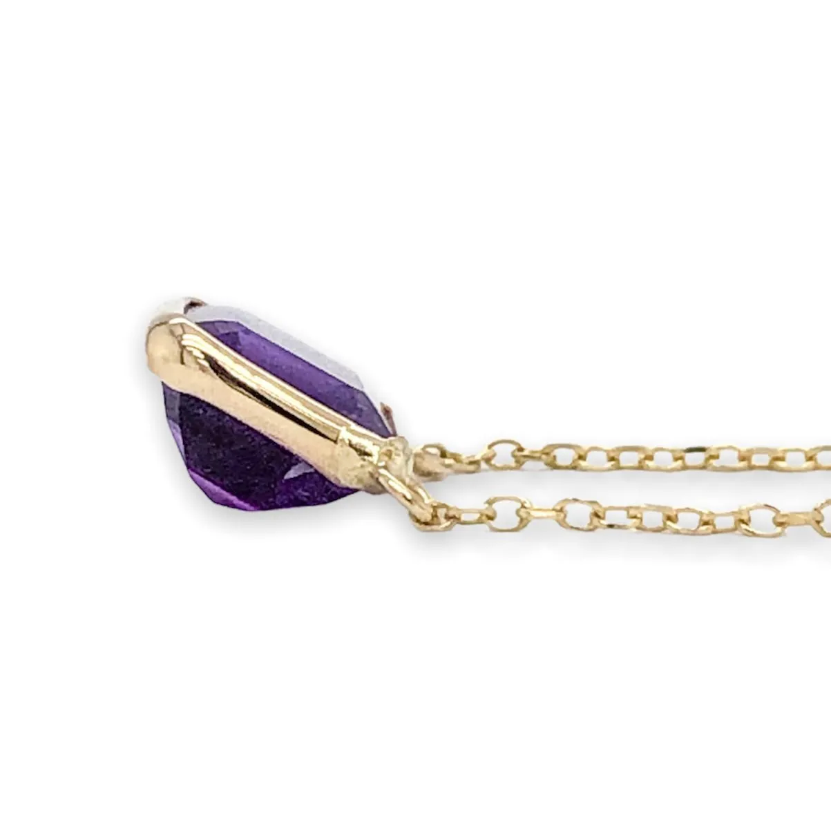 14K Y Gold 8X6mm Amethyst Necklace