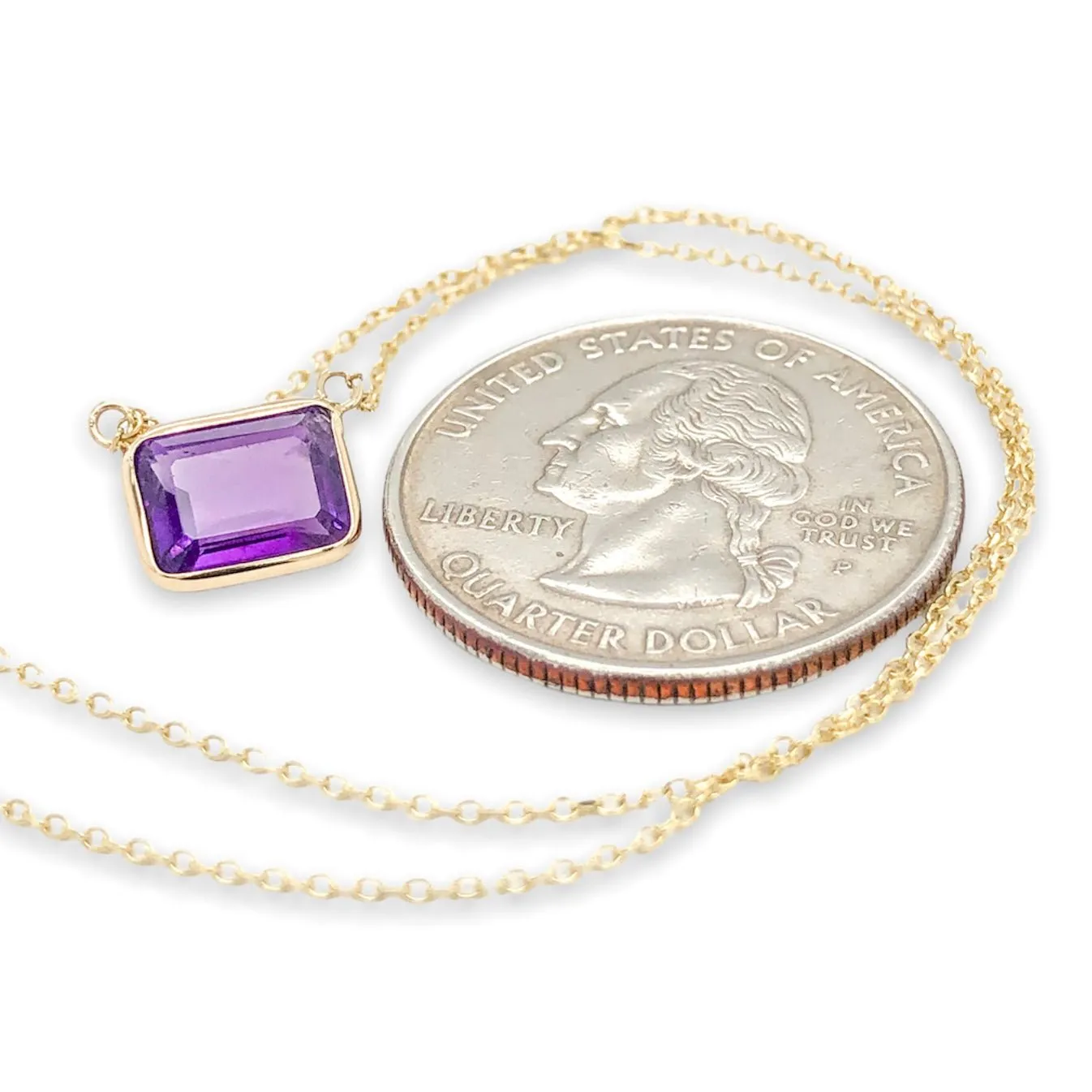 14K Y Gold 8X6mm Amethyst Necklace