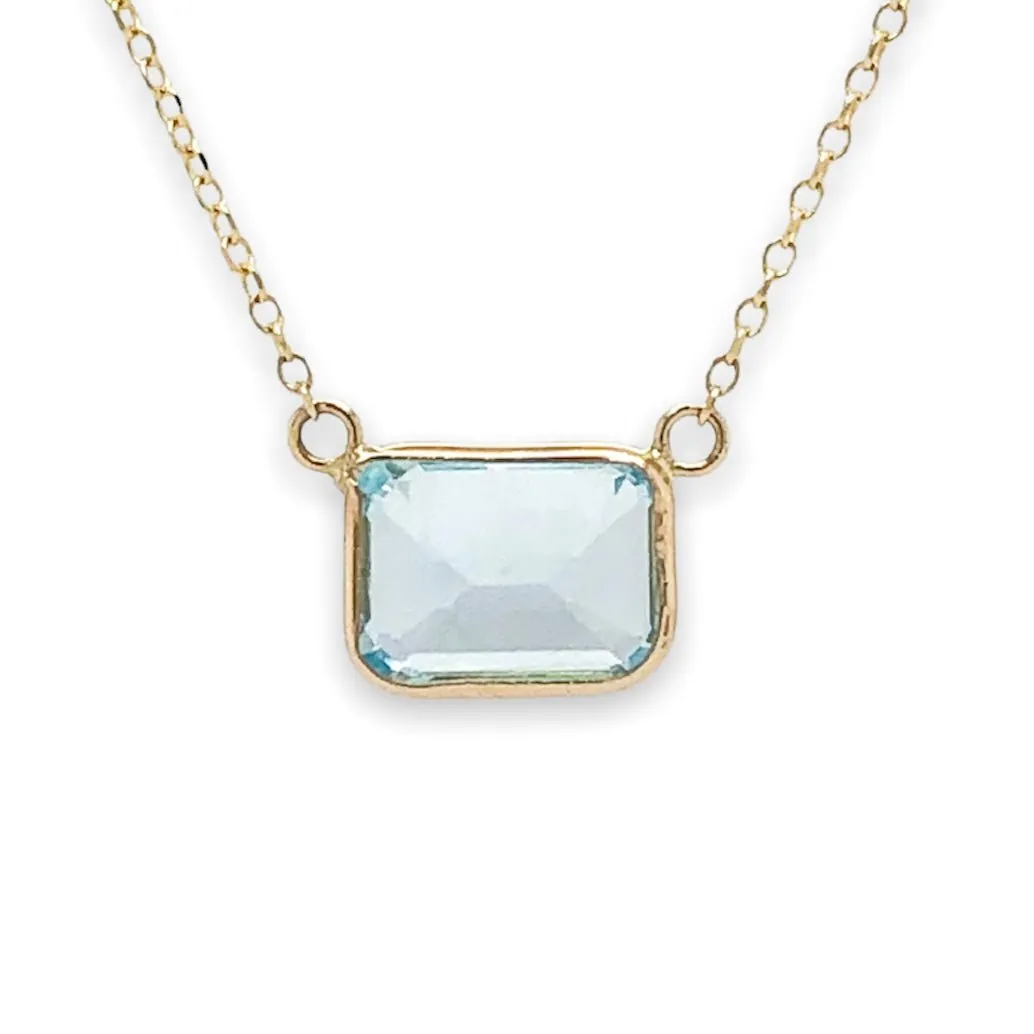14K Y Gold 8X6mm Blue Topaz Pendant