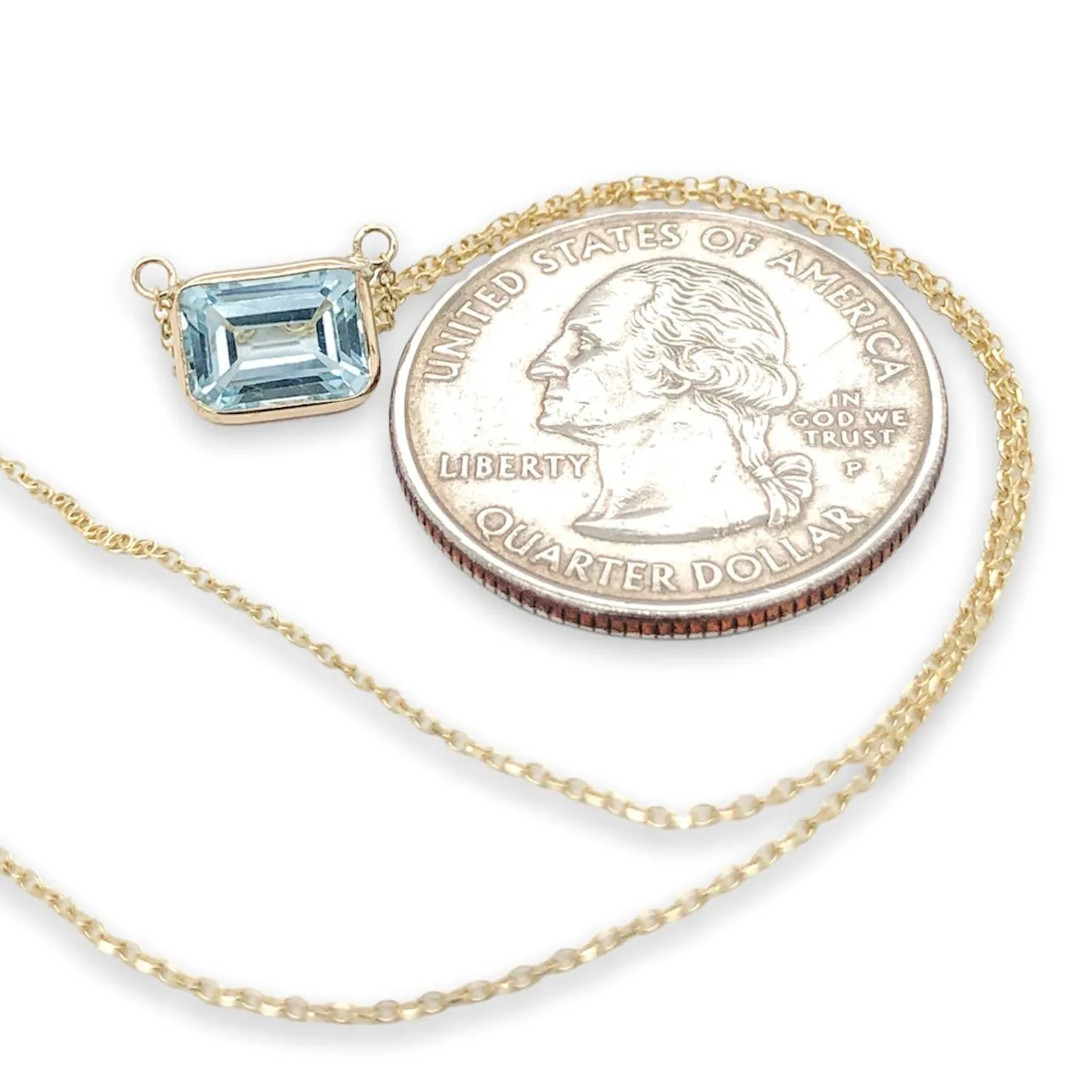 14K Y Gold 8X6mm Blue Topaz Pendant