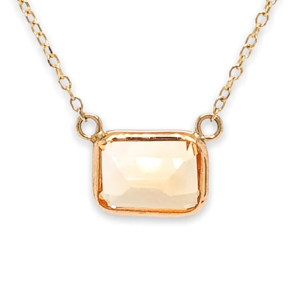 14K Y Gold 8X6mm Citrine Necklace