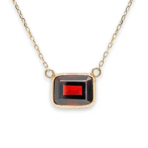14K Y Gold 8X6mm Garnet Necklace