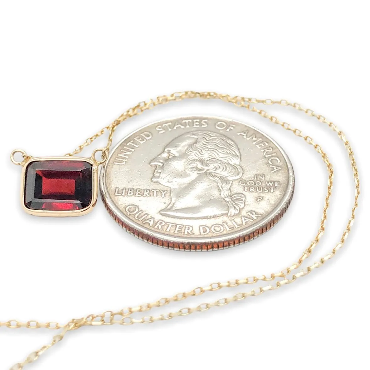 14K Y Gold 8X6mm Garnet Necklace