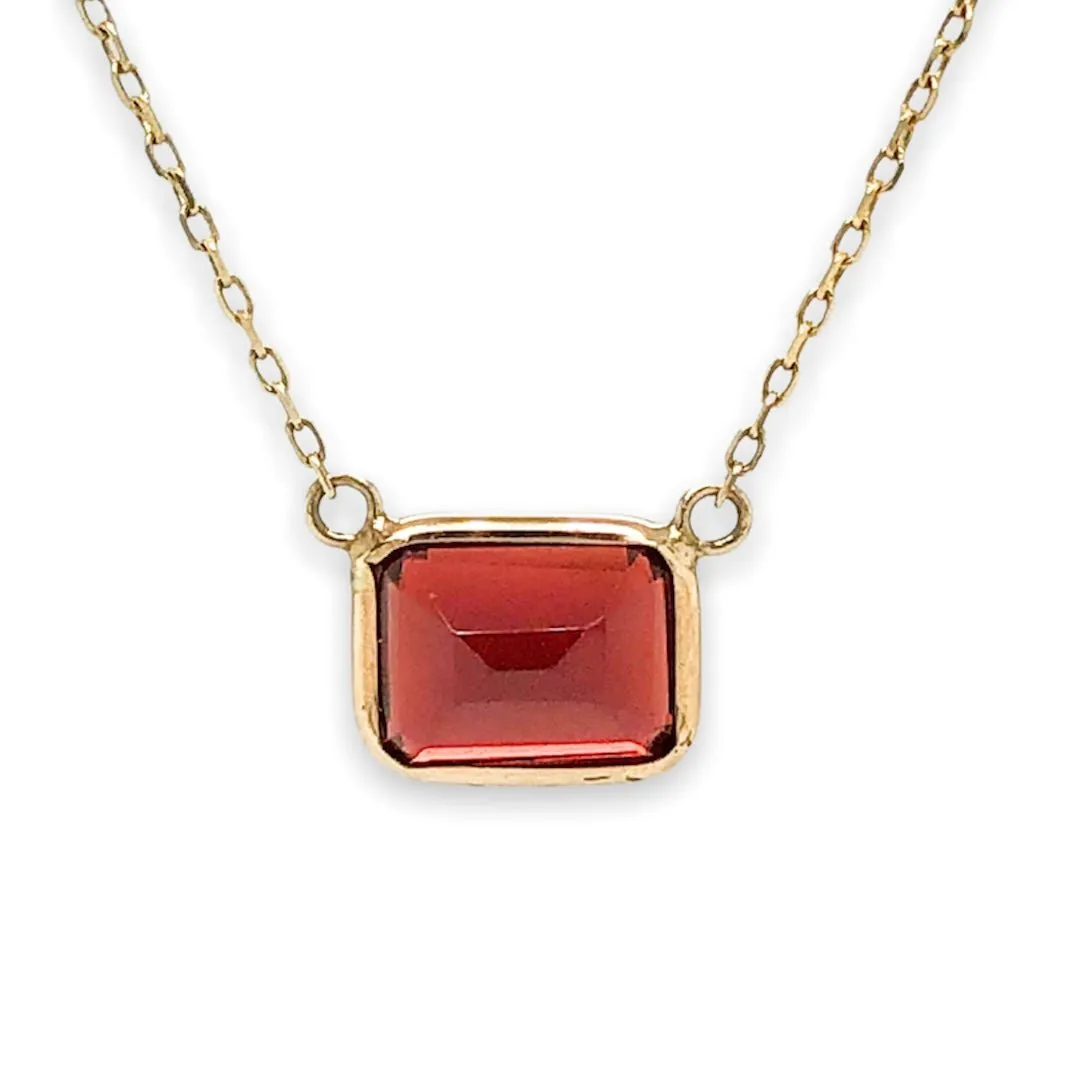 14K Y Gold 8X6mm Garnet Necklace
