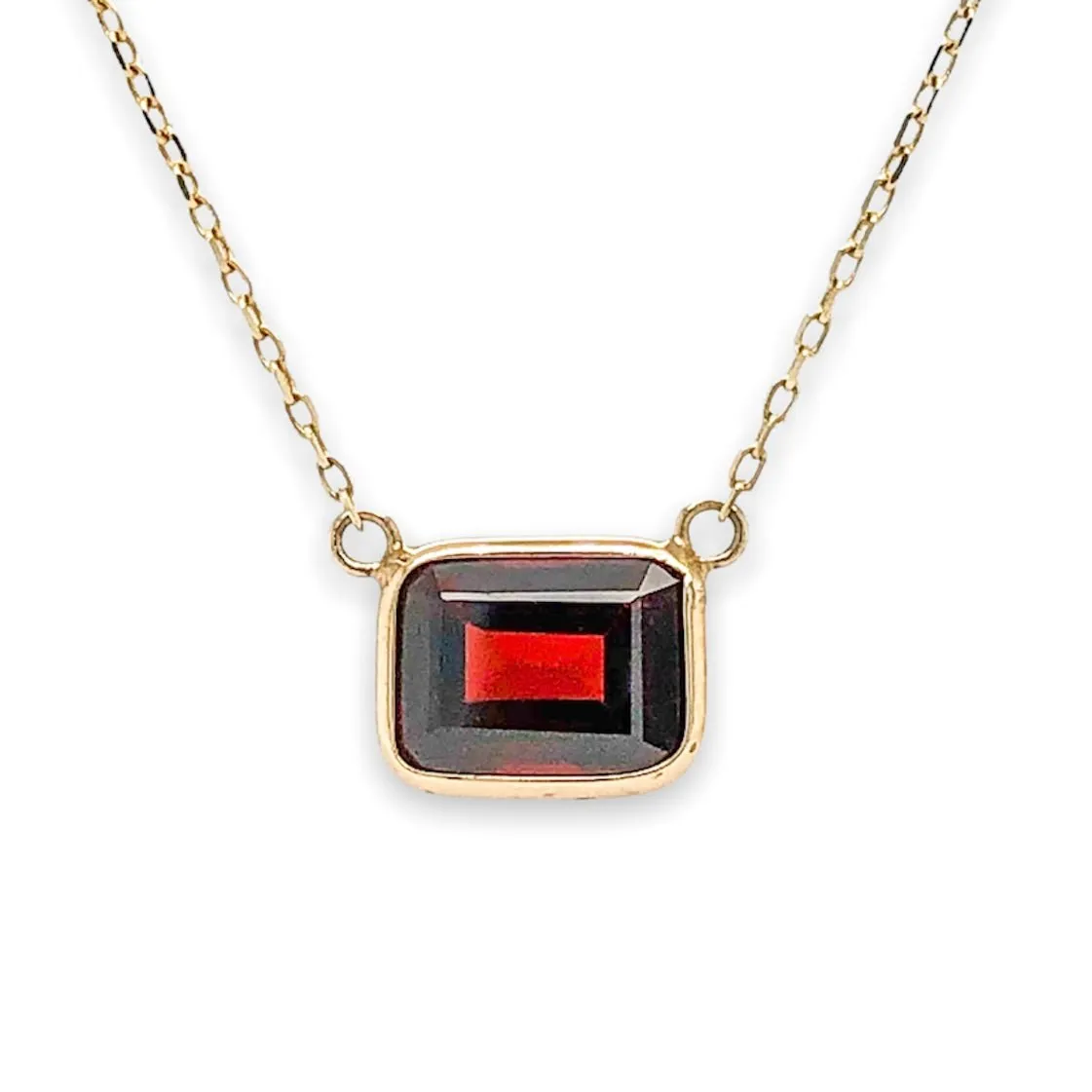 14K Y Gold 8X6mm Garnet Necklace