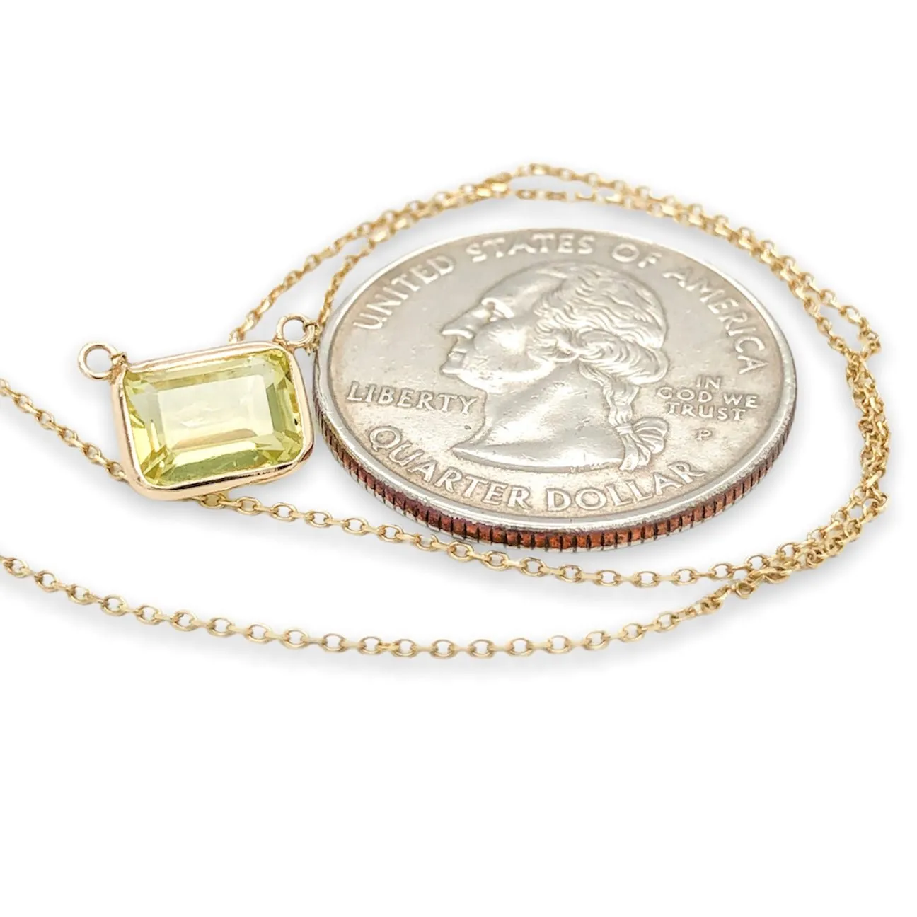 14K Y Gold 8X6mm Lemon Quartz Pendant