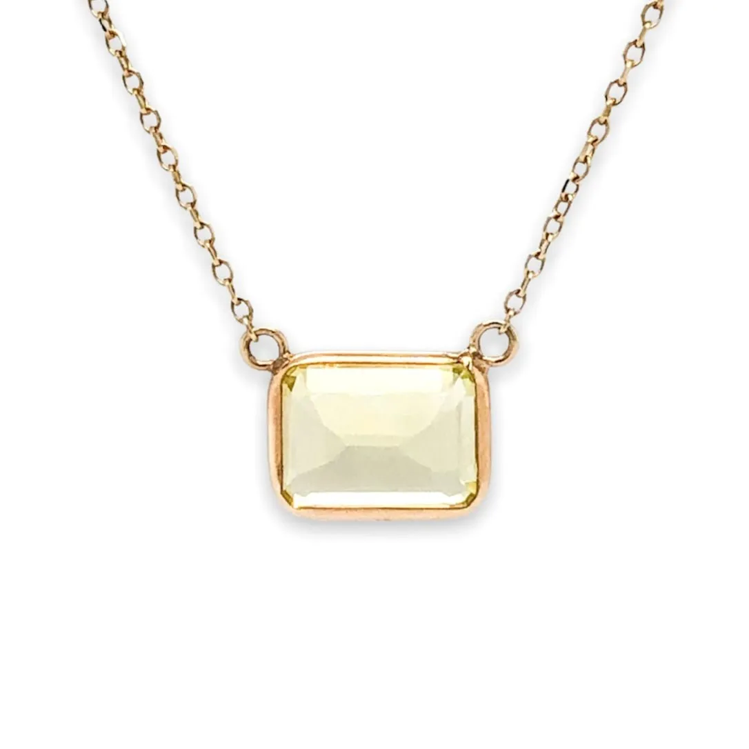 14K Y Gold 8X6mm Lemon Quartz Pendant
