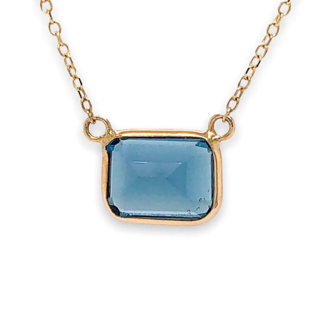 14K Y Gold 8X6mm London Blue Topaz Pendant