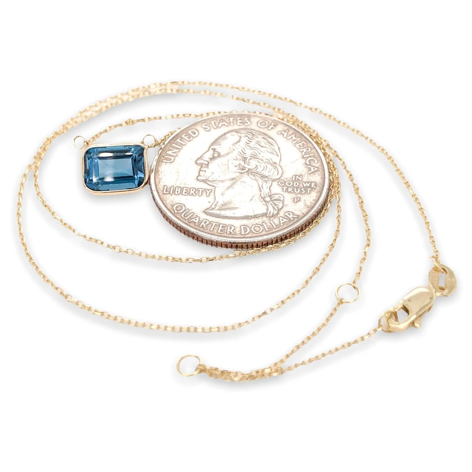 14K Y Gold 8X6mm London Blue Topaz Pendant