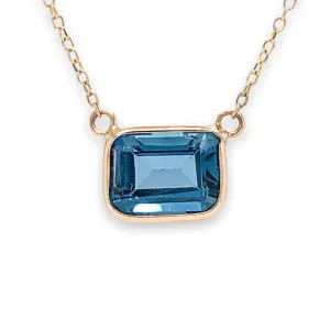 14K Y Gold 8X6mm London Blue Topaz Pendant