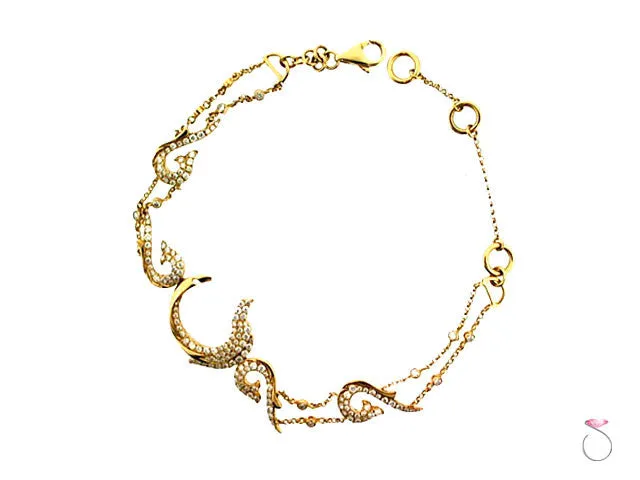1.69ct Diamond Dolphin Bracelet in 18K Yellow Gold