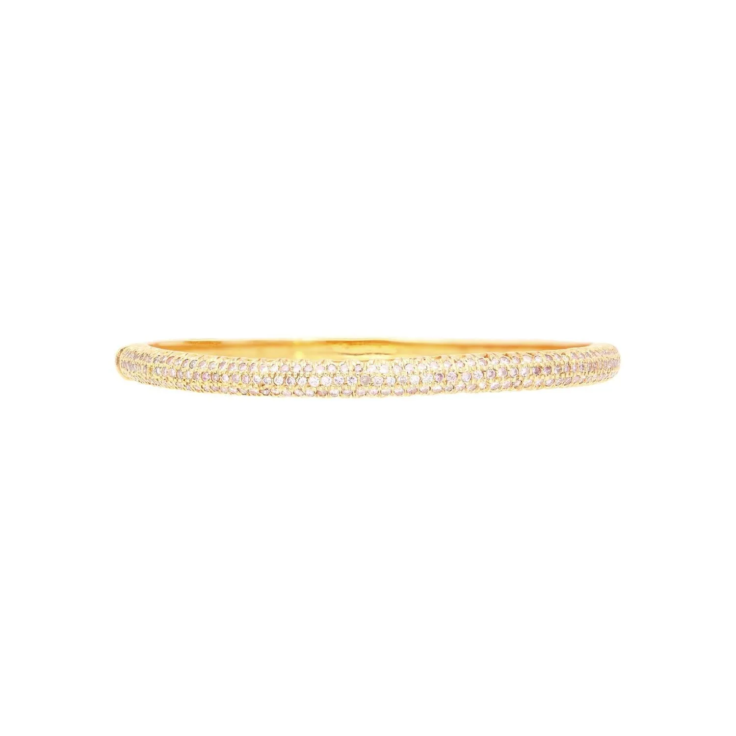 18K Gold and Round Pink Diamond Pave Set Bangle Bracelet