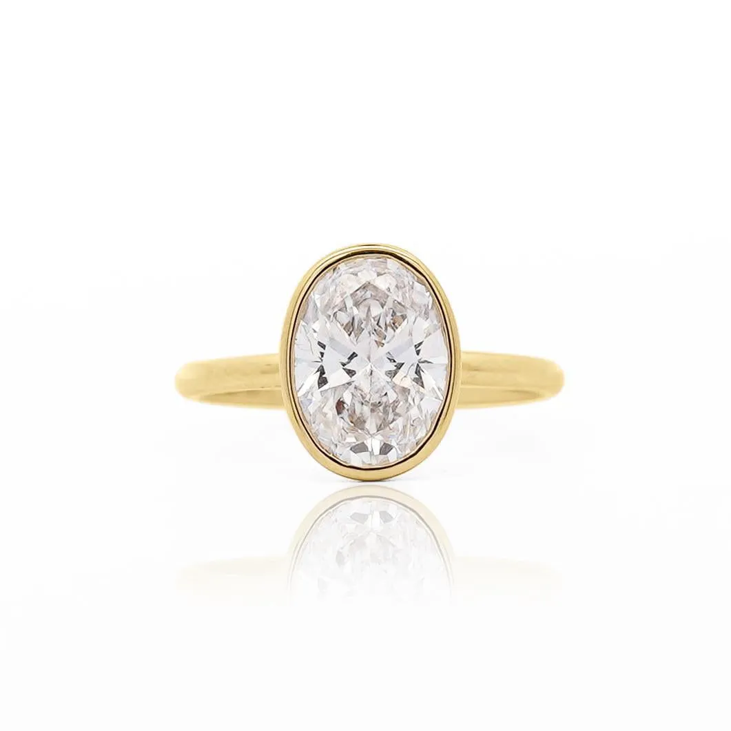 2.48 Carat Lab-Grown Diamond Bezel-Set 14K Yellow Gold Solitaire Engagement Ring