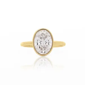 2.48 Carat Lab-Grown Diamond Bezel-Set 14K Yellow Gold Solitaire Engagement Ring
