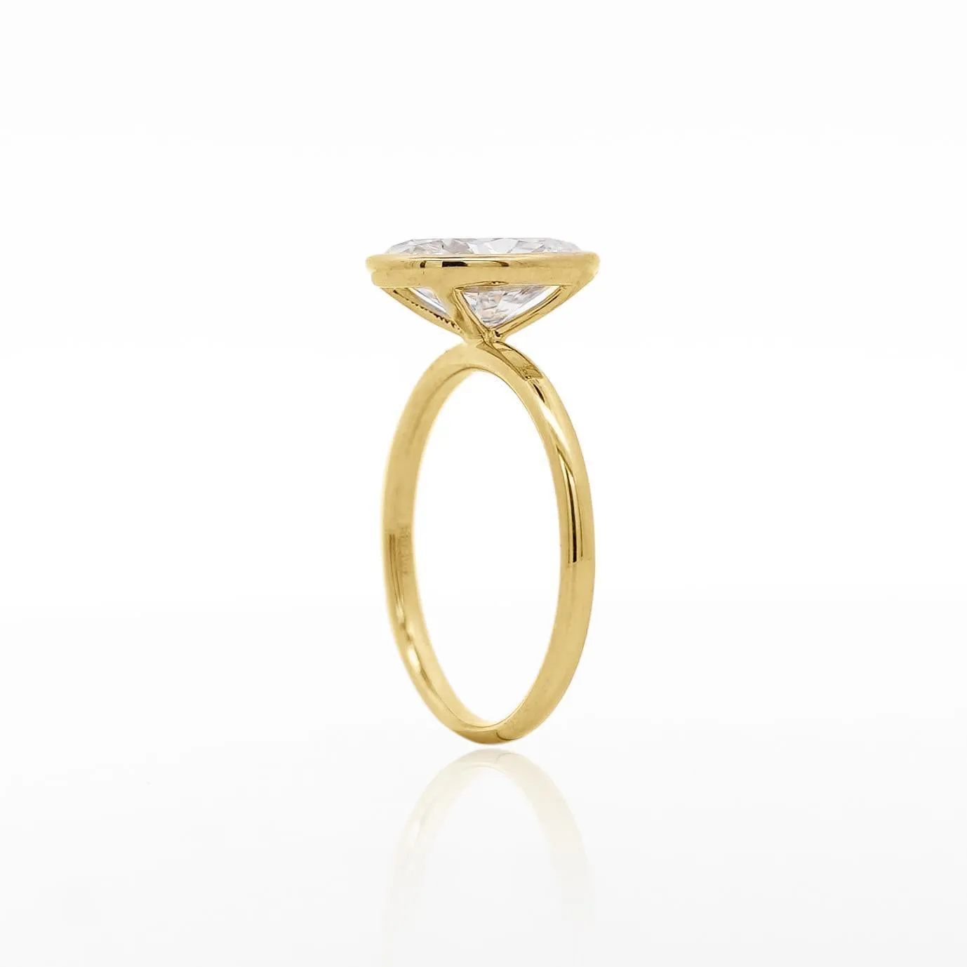 2.48 Carat Lab-Grown Diamond Bezel-Set 14K Yellow Gold Solitaire Engagement Ring