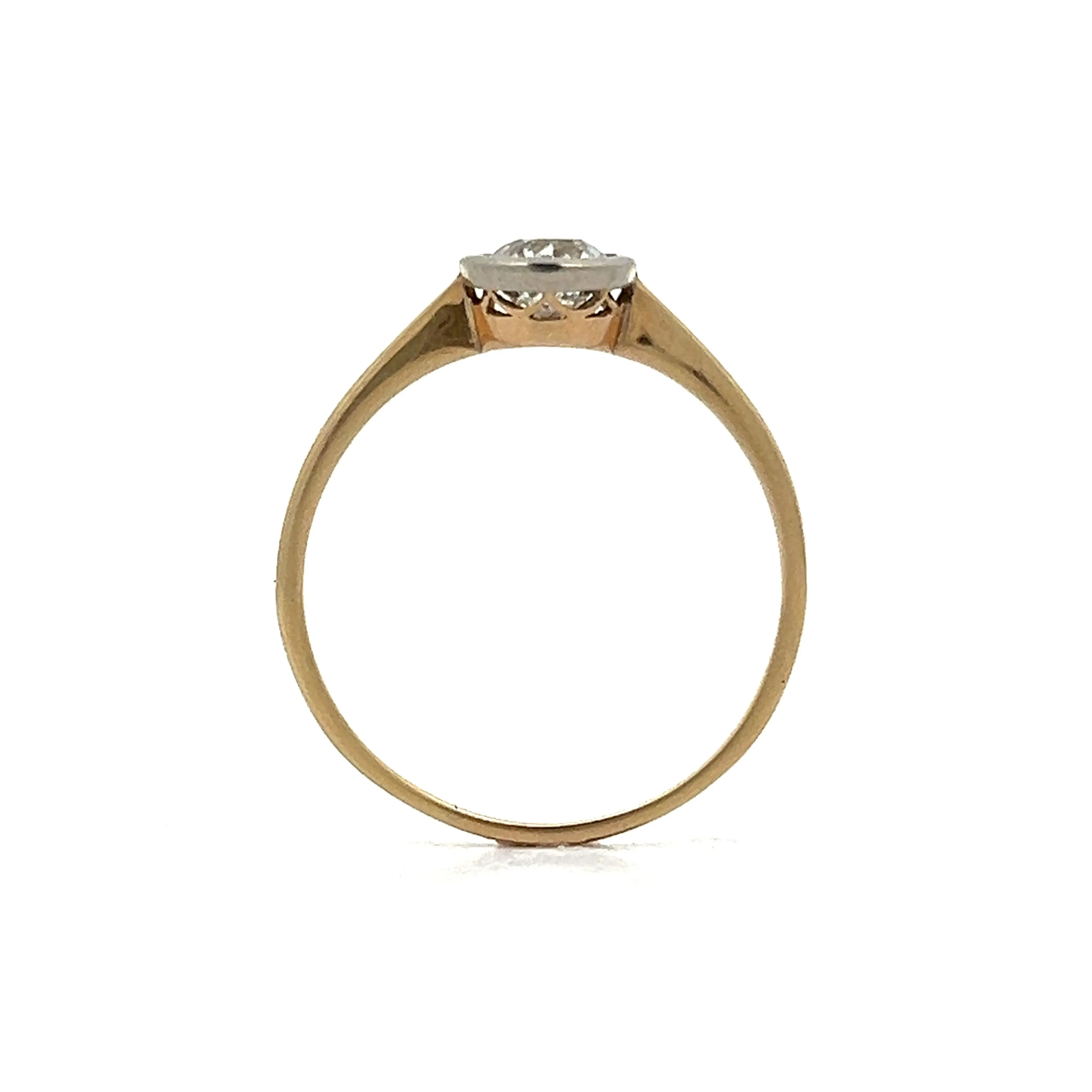 .72 Vintage Solitaire Bezel Diamond Engagement Ring in 18k