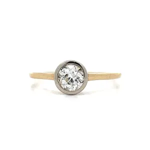 .72 Vintage Solitaire Bezel Diamond Engagement Ring in 18k