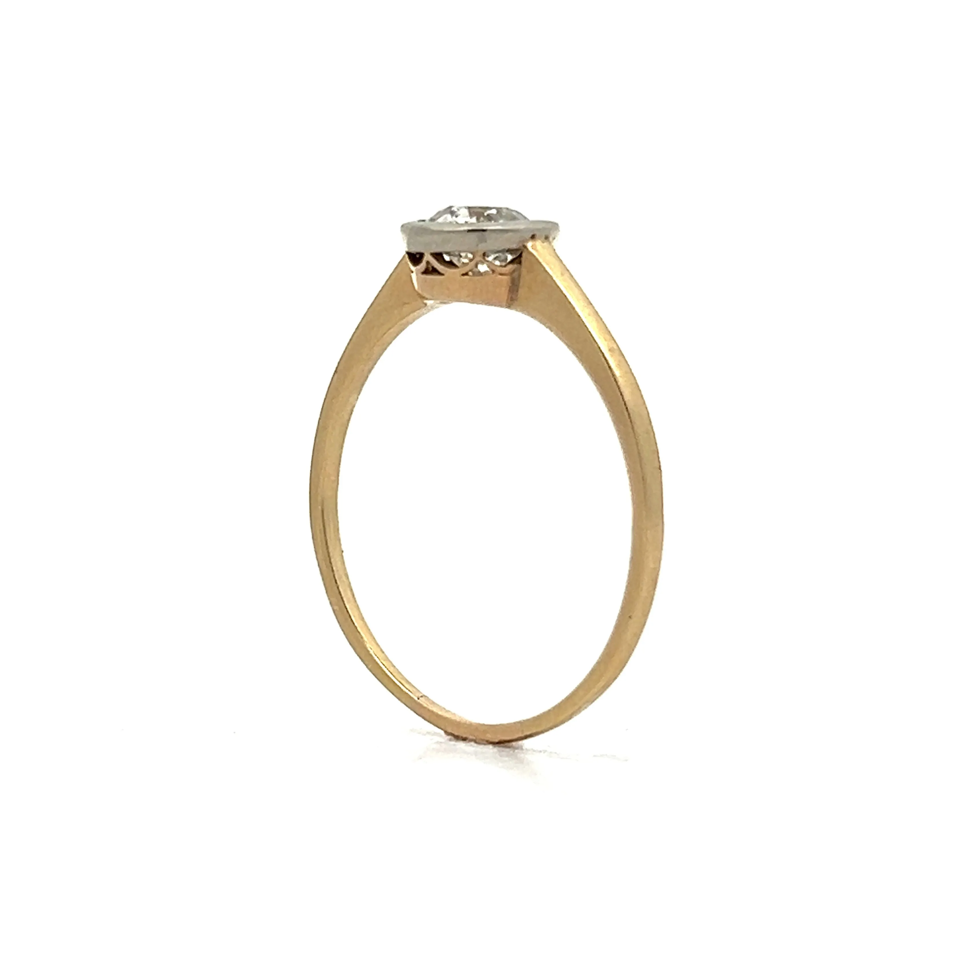 .72 Vintage Solitaire Bezel Diamond Engagement Ring in 18k