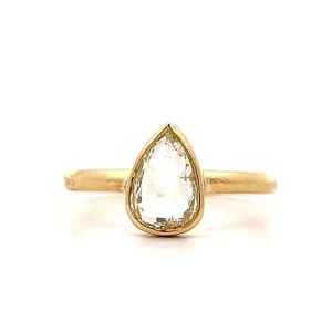 .94 Pear Rose Cut Diamond Engagement Ring in 18k