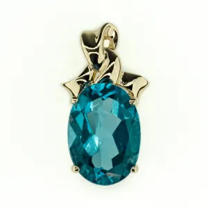 9.90ctw Blue Topaz Solitaire Gemstone Pendant in 14K Yellow Gold