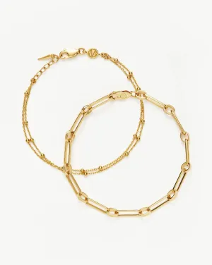 Aegis Double Chain Bracelet Set | 18k Gold Vermeil