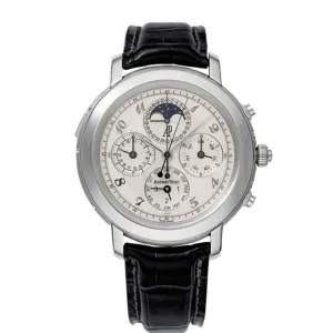 Audemars Piguet Jules Audemars Grande Complication 42mm Men's Watch - Ref: 25866PT.OO.D002CR.02 - White Chronograph Moonphase Dial in 18K White Gold Case, Black Alligator Strap