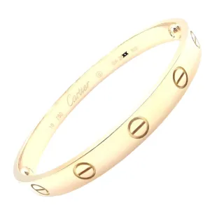 Authentic! Cartier 18k Yellow Gold Love Bangle Bracelet Size 19 Paper