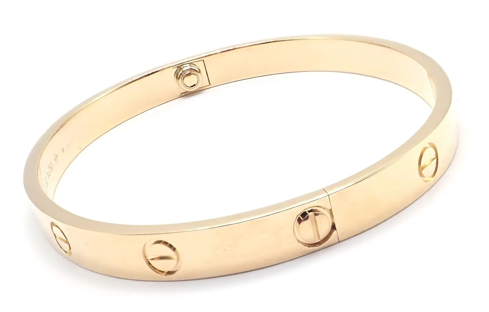 Authentic! Cartier 18k Yellow Gold Love Bangle Bracelet Size 19 Paper