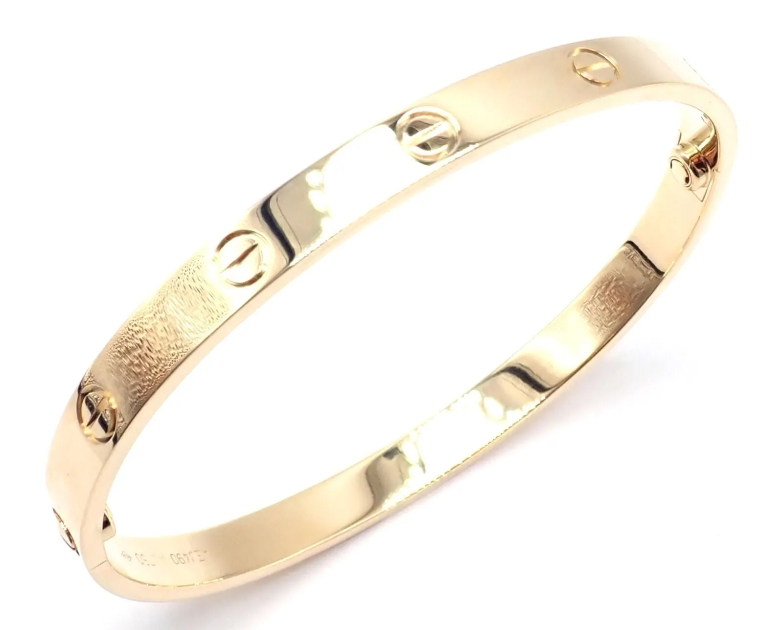 Authentic! Cartier 18k Yellow Gold Love Bangle Bracelet Size 19 Paper