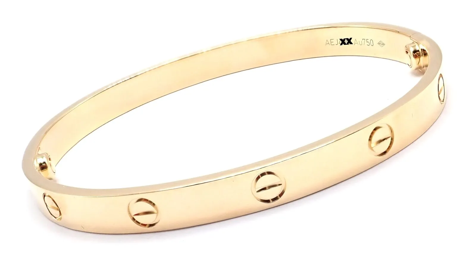 Authentic! Cartier 18k Yellow Gold Love Bangle Bracelet Size 19 Paper