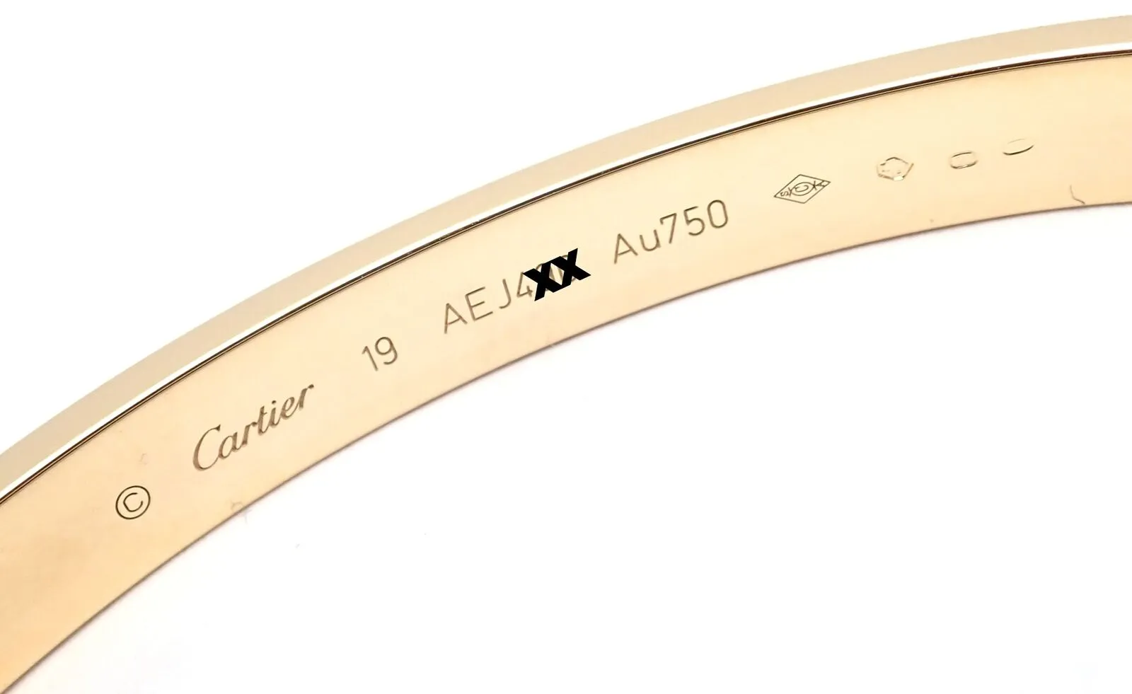Authentic! Cartier 18k Yellow Gold Love Bangle Bracelet Size 19 Paper
