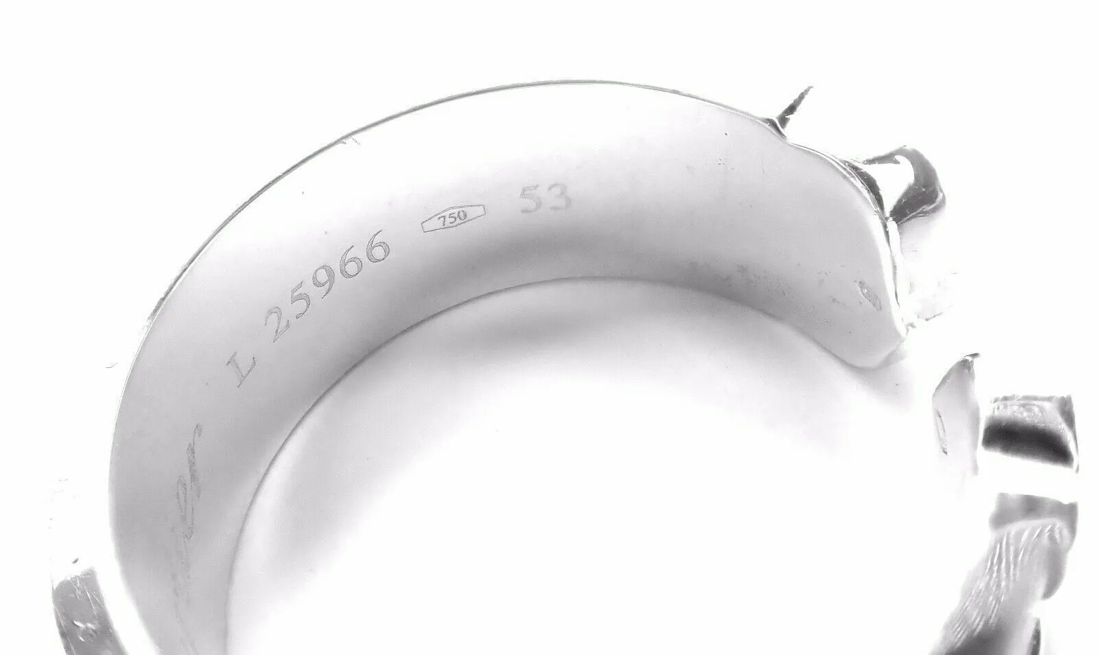 Authentic! Cartier Logo 18k White Gold Double C Motif Monogram Band Ring Sz 6.25