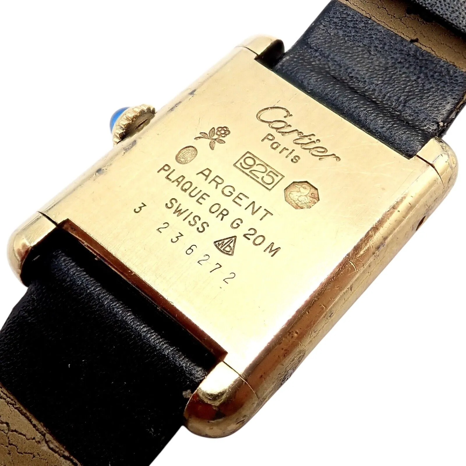 Authentic! Cartier Must De Silver 925 Argent Vermeil Manual Wind Watch
