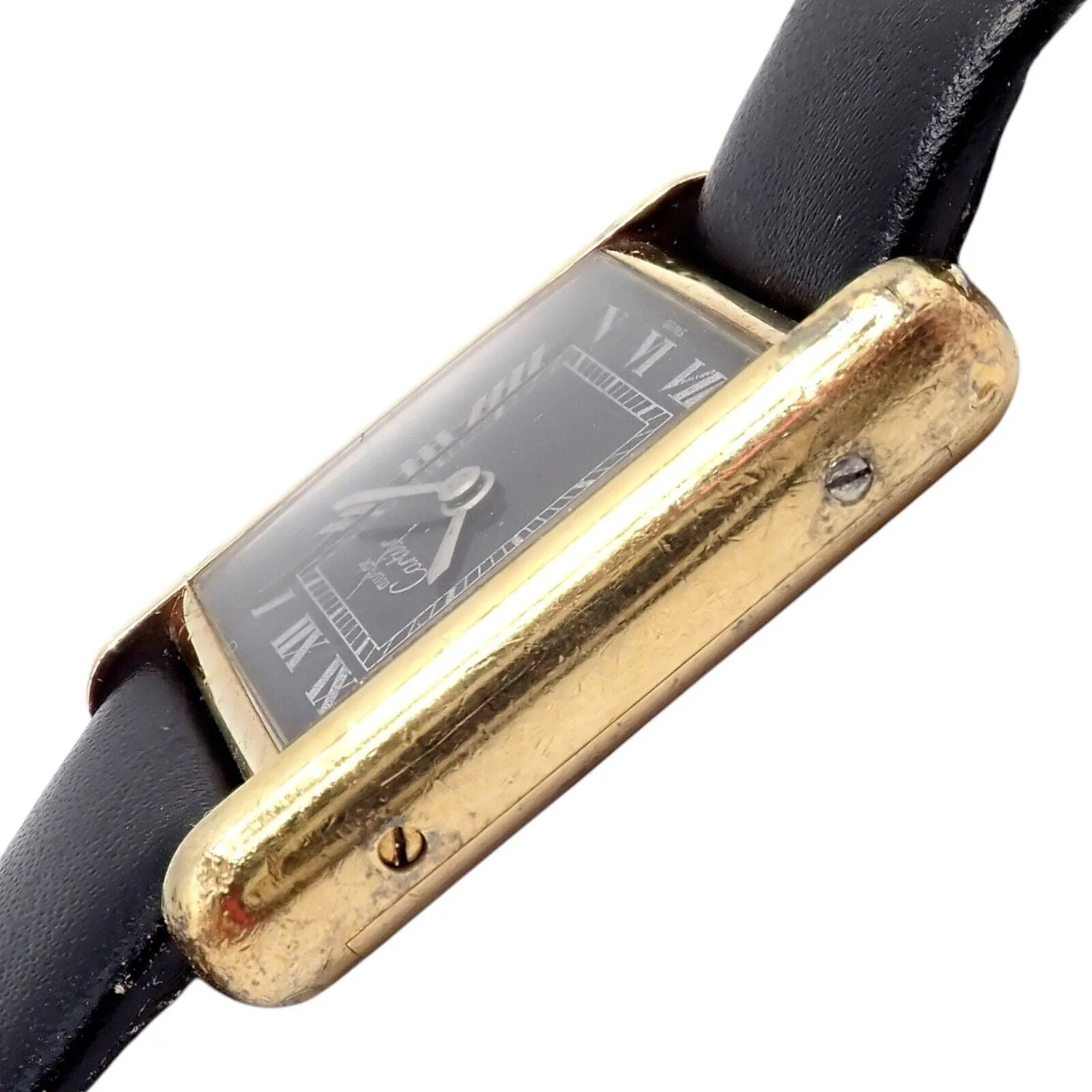 Authentic! Cartier Must De Silver 925 Argent Vermeil Manual Wind Watch