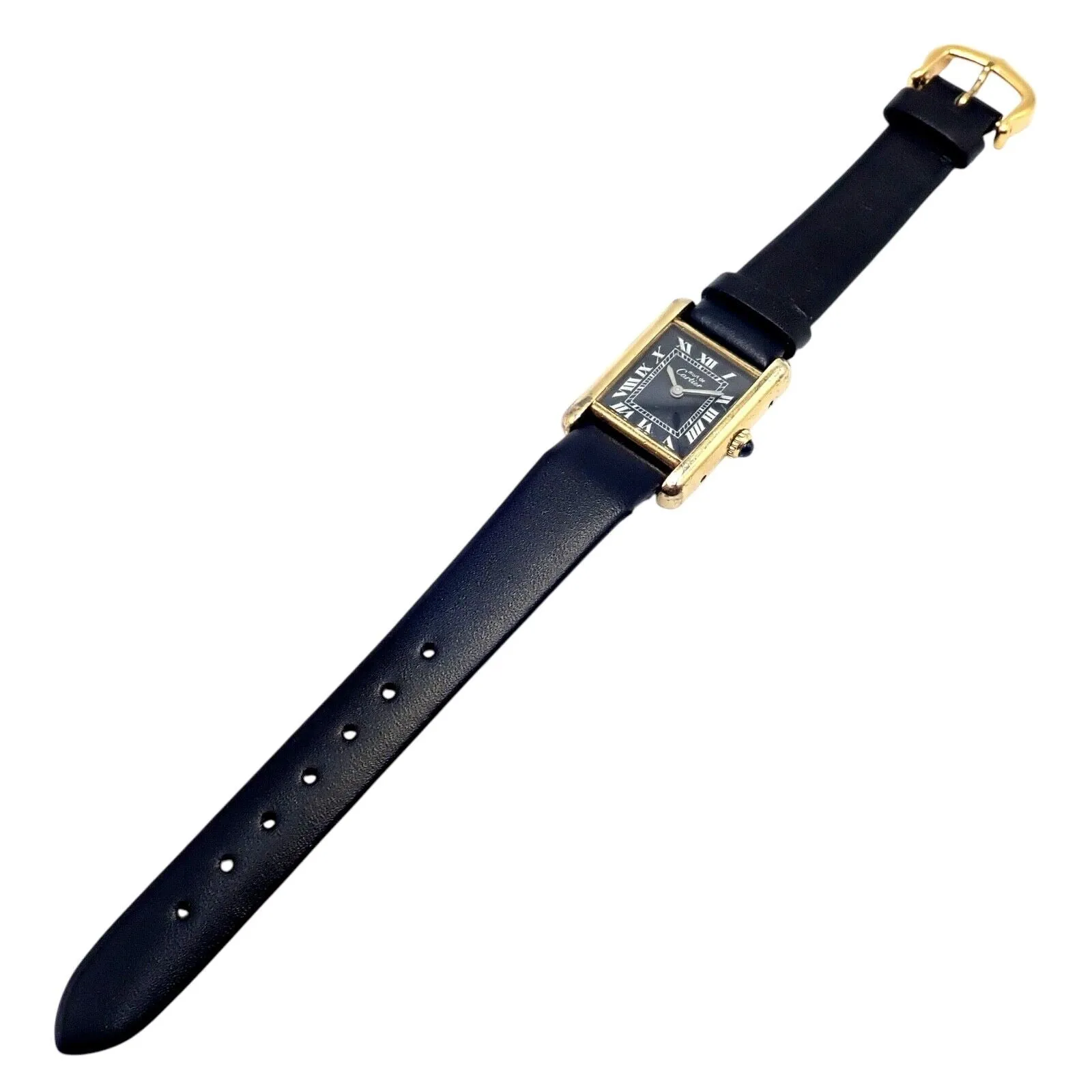 Authentic! Cartier Must De Silver 925 Argent Vermeil Manual Wind Watch