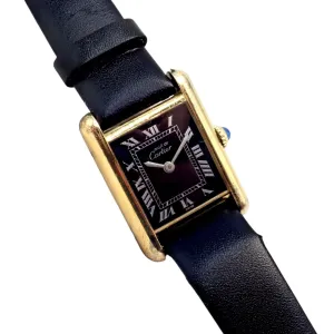 Authentic! Cartier Must De Silver 925 Argent Vermeil Manual Wind Watch