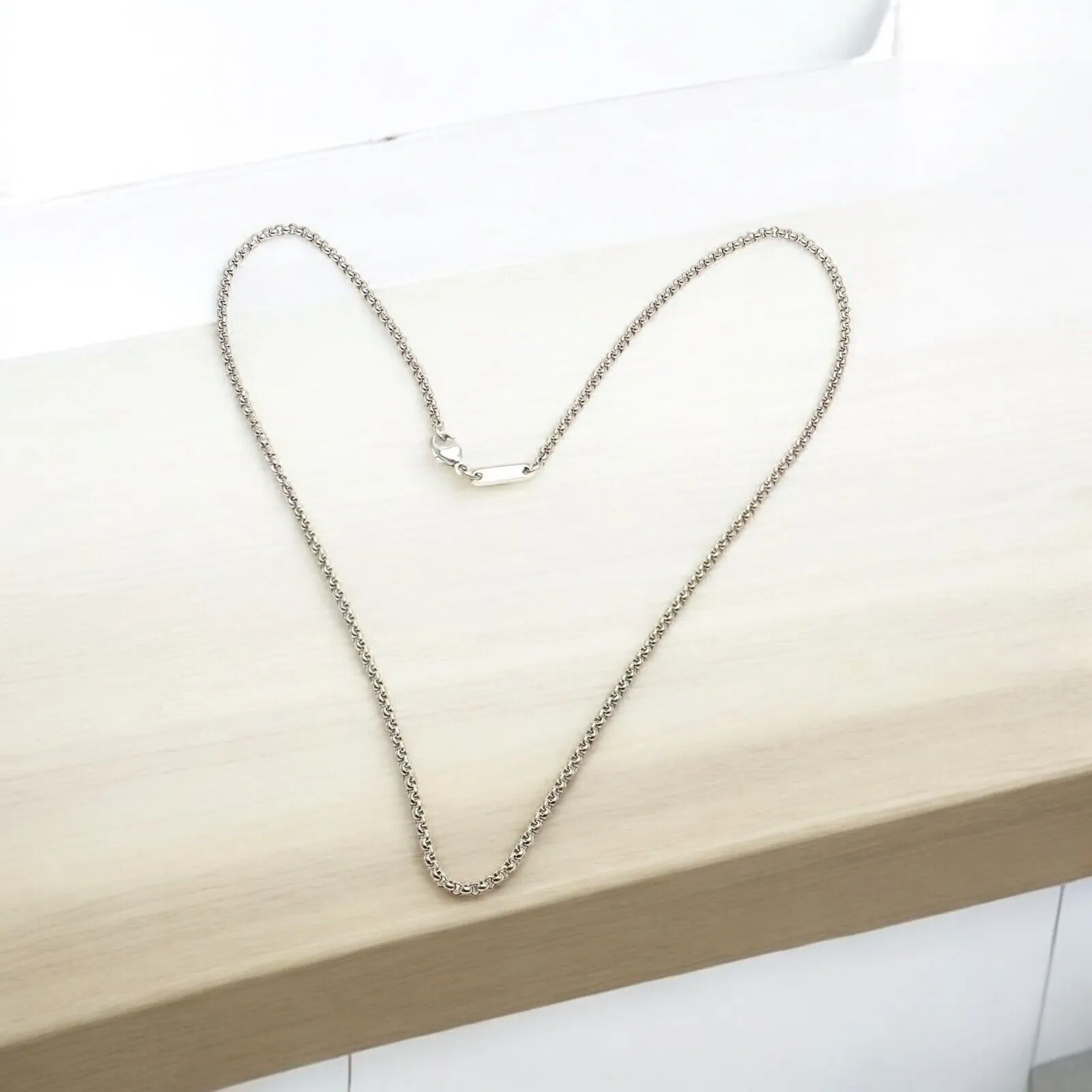 Authentic Chopard 18k White Gold Simple Chain Necklace 16.75"