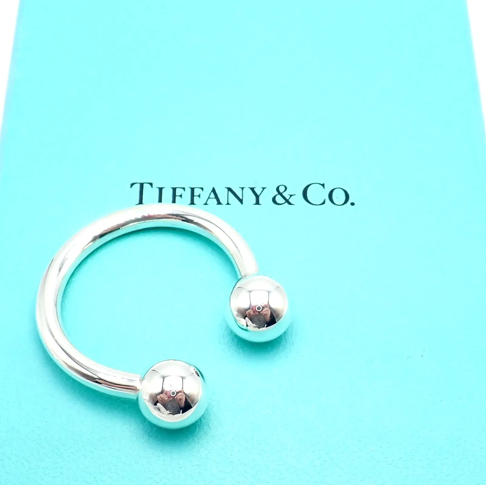 Authentic! Vintage Tiffany & Co. Silver Classic Ball Keychain Keyring