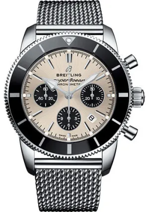 Breitling Superocean Heritage II B01 Chronograph 44 Watch - Steel Case - Silver Dial - Steel Aero Classic Bracelet - AB0162121G1A1