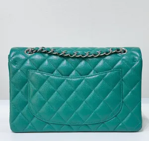 CHANEL 20B Green Classic Small Double Flap Bag