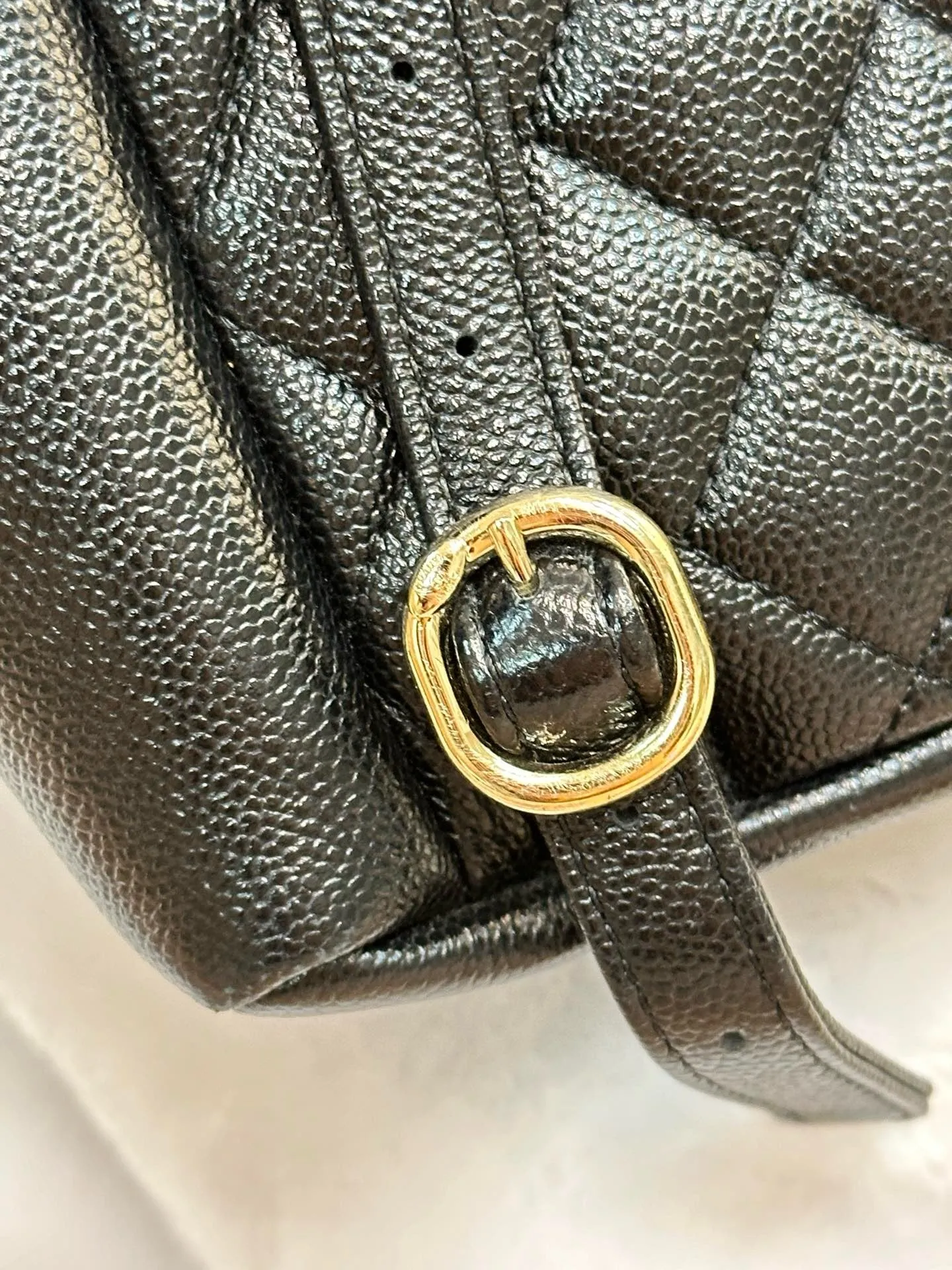 Chanel 23P Small Shiny Caviar Quilted Duma Pockets Drawstring Backpack Black GHW