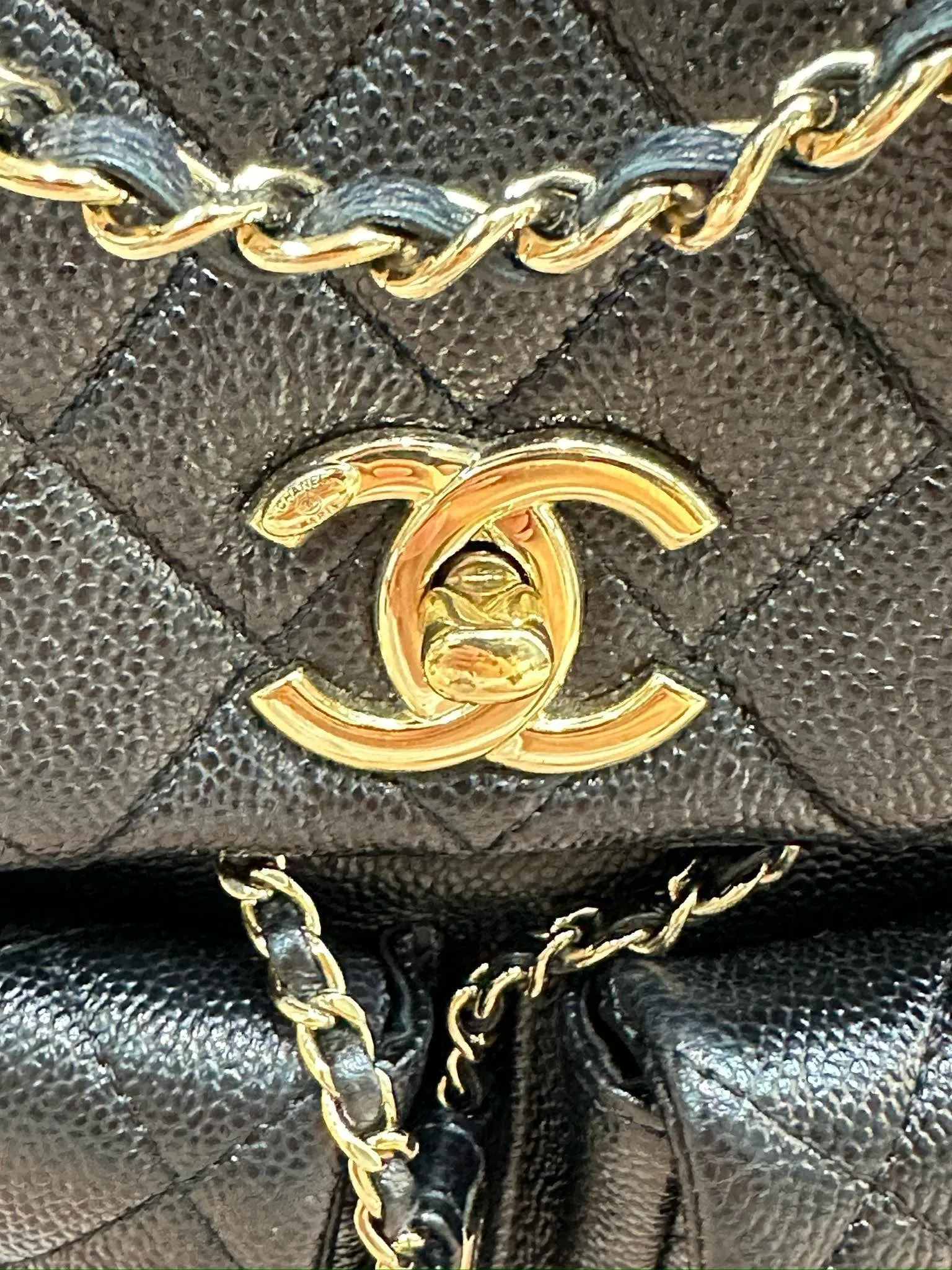 Chanel 23P Small Shiny Caviar Quilted Duma Pockets Drawstring Backpack Black GHW