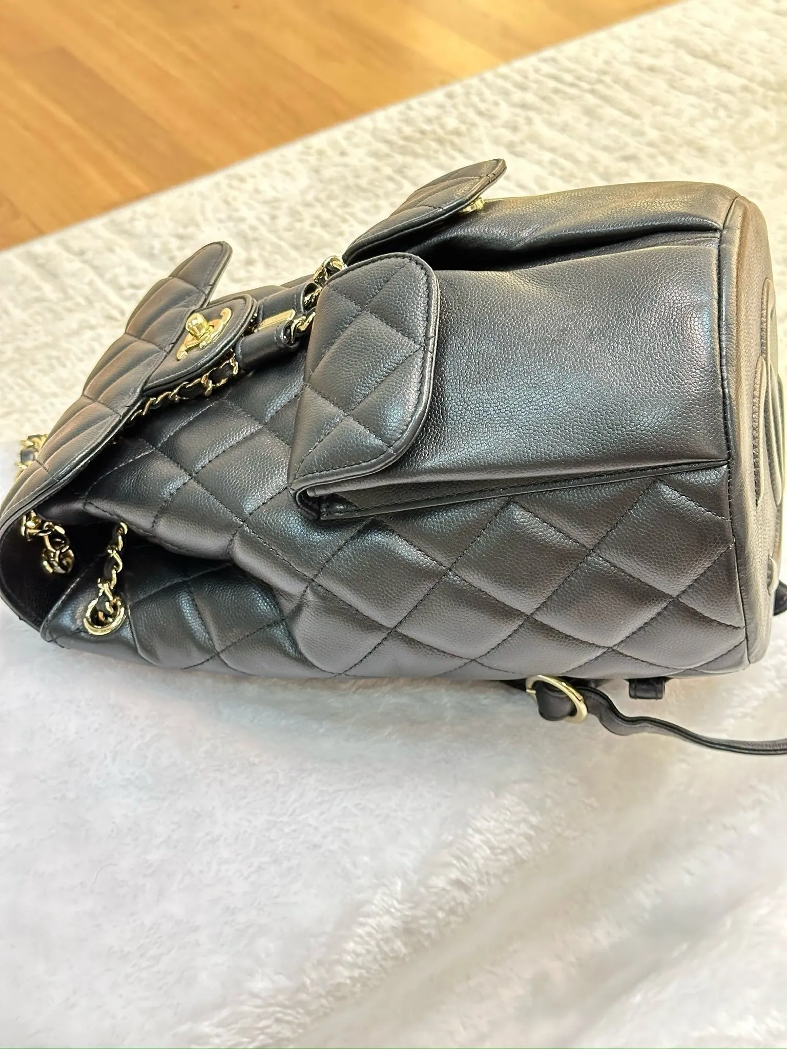 Chanel Caviar Quilted Pockets Backpack Black
