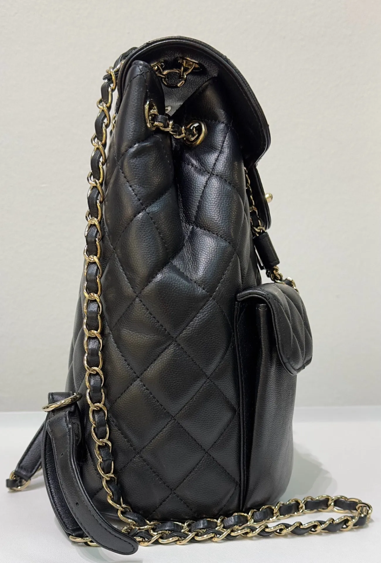 Chanel Caviar Quilted Pockets Backpack Black