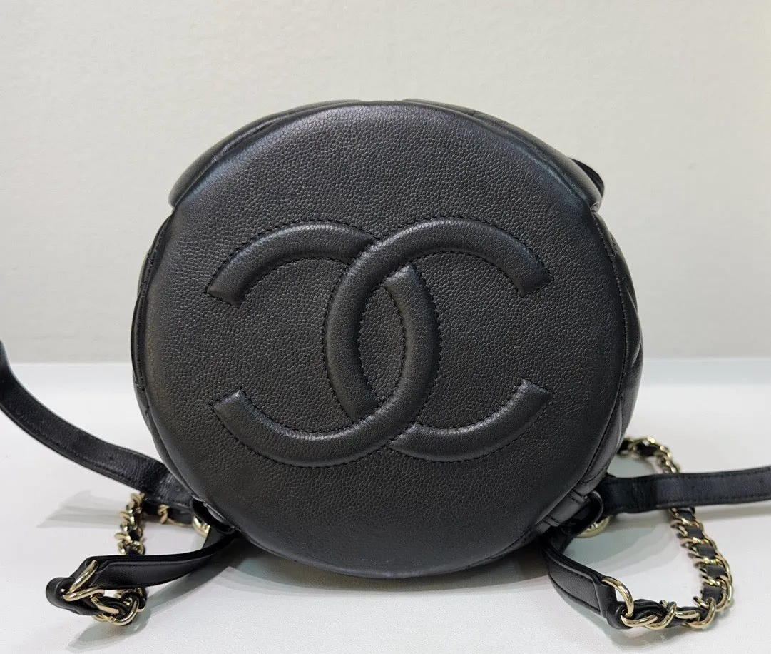Chanel Caviar Quilted Pockets Backpack Black