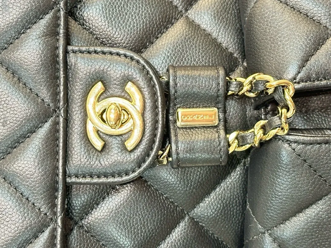 Chanel Caviar Quilted Pockets Backpack Black